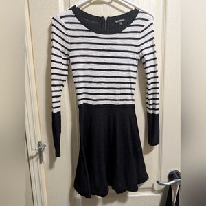 Express Black and White Striped Long Sleeve Dress